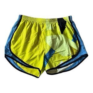 Nike Dri-Fit Tempo Yellow/Green/Blue Geometric Running Athletic Shorts Size MED